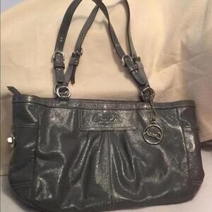 Coach grayish green patent leather handbag purse